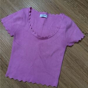 Workshop Republic Clothing Pink Ribbed Crop T-Shirt